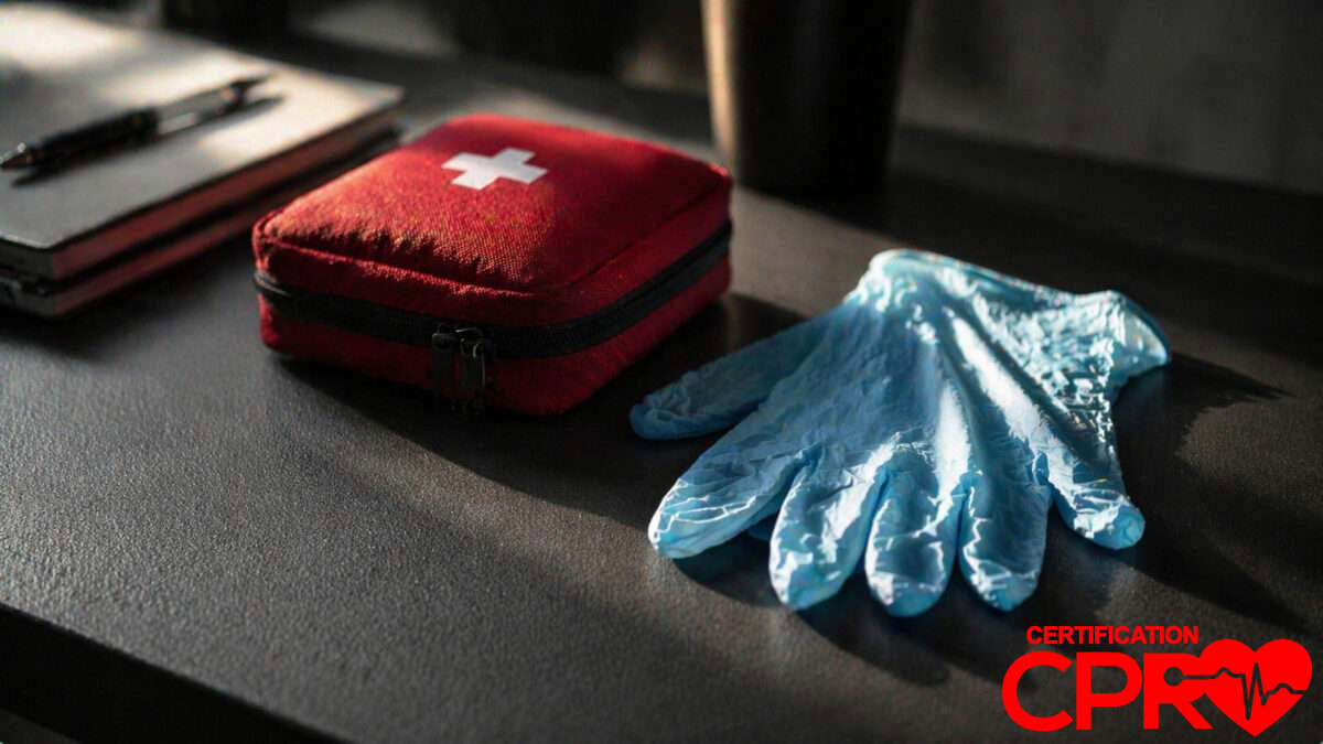 First aid kit and gloves for CPR certification and training in Jacksonville.